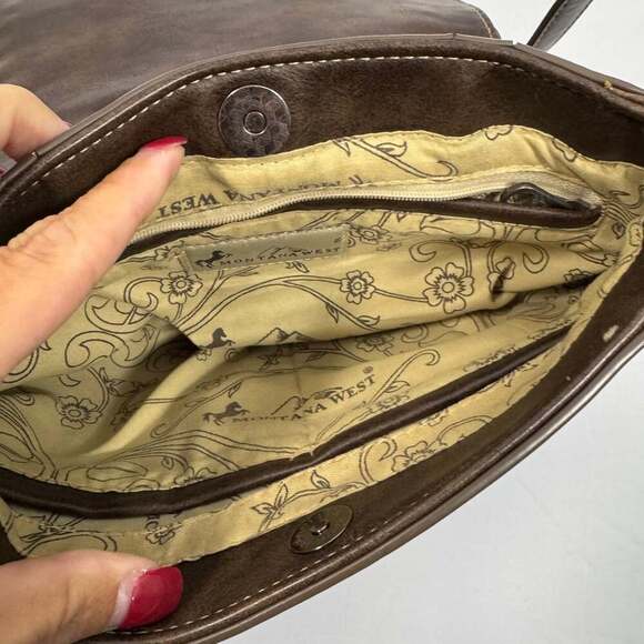 Montana West Saddle Crossbody Brown Leather Purse - Picture 9 of 12